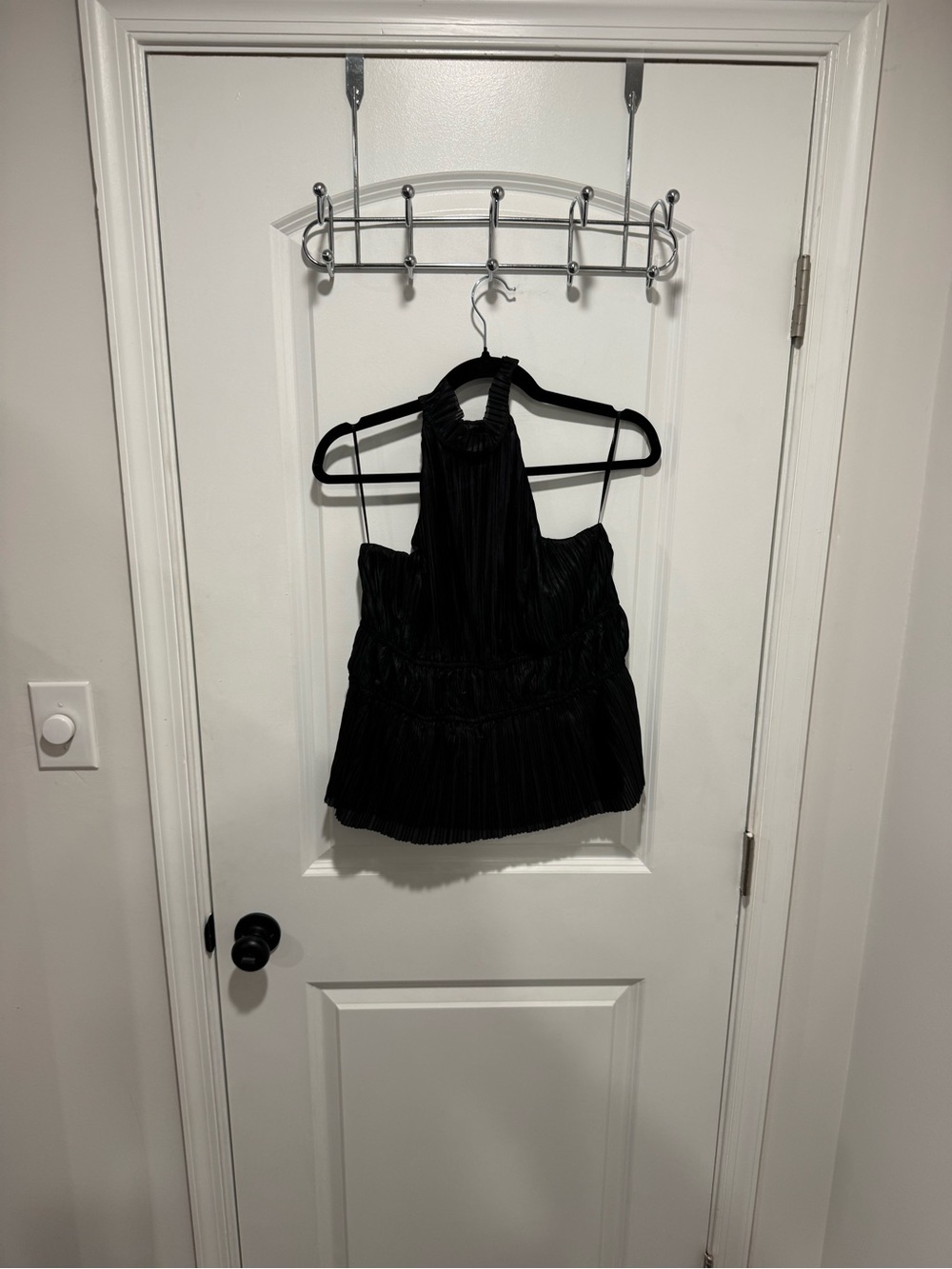 Anthropologie Black Pleated Halter Tank Top